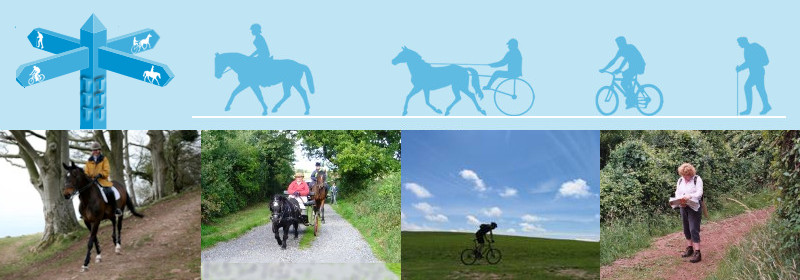 A collage of photos of different types of trail users, plus silhouettes and the fingerost logo.